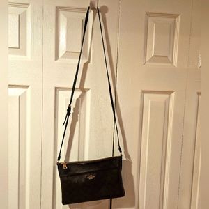 Coach East West Crossbody Shoulder Bag F58316 Signature Dark Brown Black